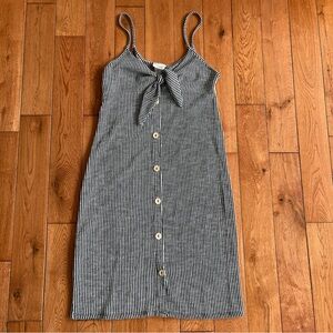 Caution to the Wind Black and White Striped Dress - Size Medium